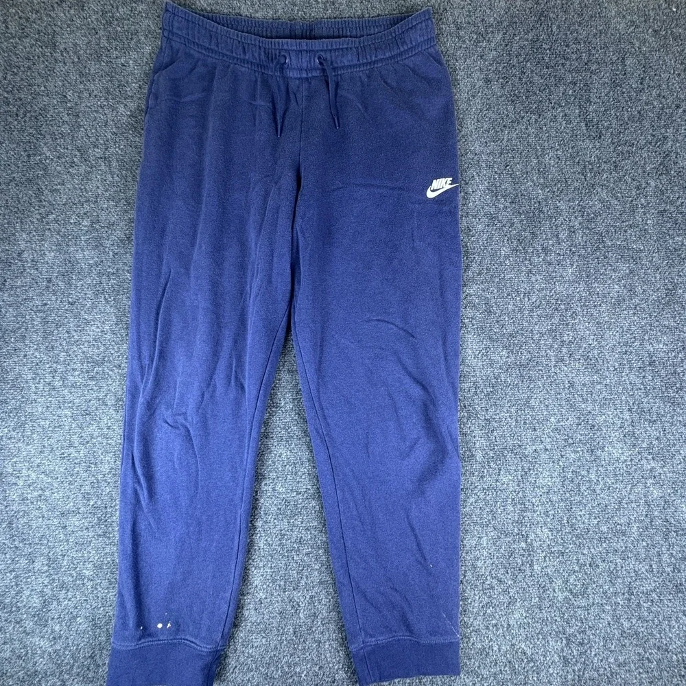 Nike Sportswear Pants Womens 32x27 Midnight Navy Fleece Lined Cotton‎ Drawstring